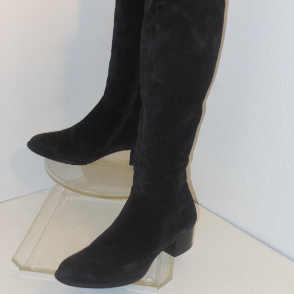 PAUL GREEN BLACK GENUINE SUEDE KNEE-HIGH BOOTS SIZE 4.5 (US SIZ3 7.5) MEDIUM - Picture 2 of 10
